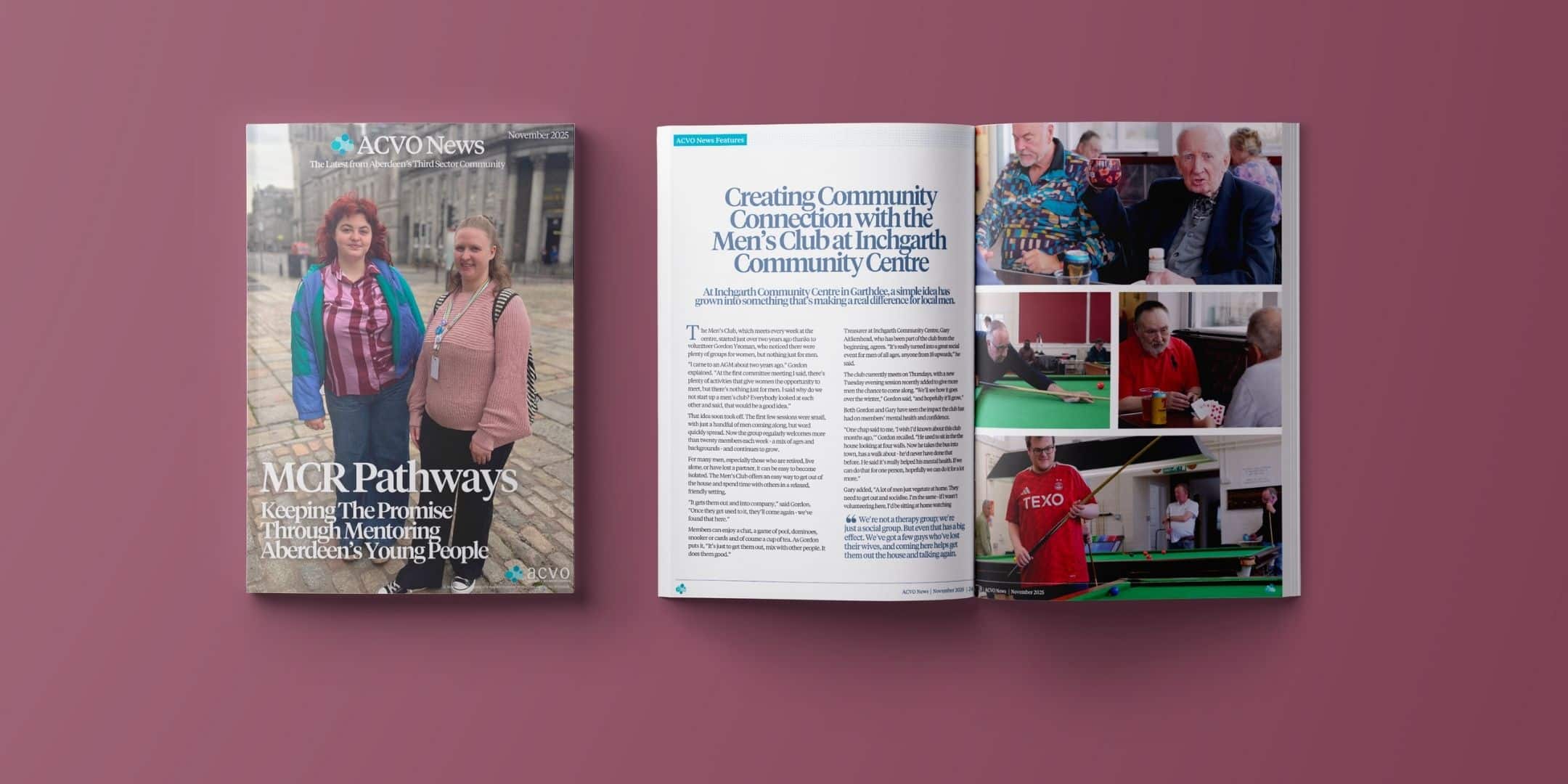 ACVO News November 2025: MCR Pathways Keeping The Promise, Inchgarth’s Men’s Club Impact and Introduction to Scottish Charities